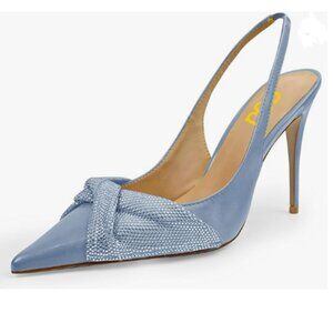 FSJ Royal Blue Pointed Toe Pumps Chic Slingback High Heels Slip on Ladies Shoes